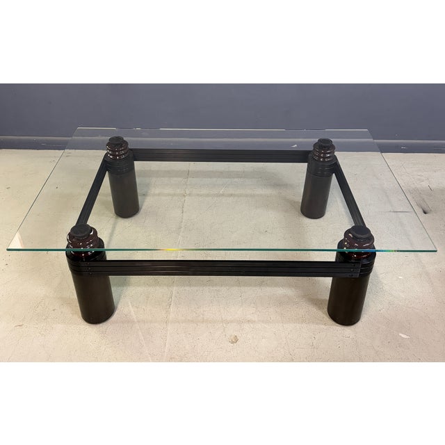 1990s Kaiser/Newman Coffee Table W/Porcelain Insulators, Black Aluminum and Wood Base For Sale - Image 5 of 10
