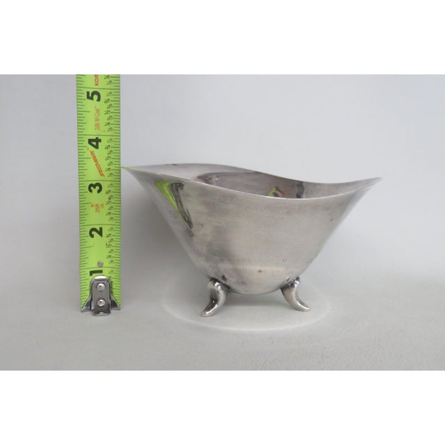 Silver Mid 20th Century Primah H G Three Footed Silver Plated Bowl Mid Century For Sale - Image 8 of 11