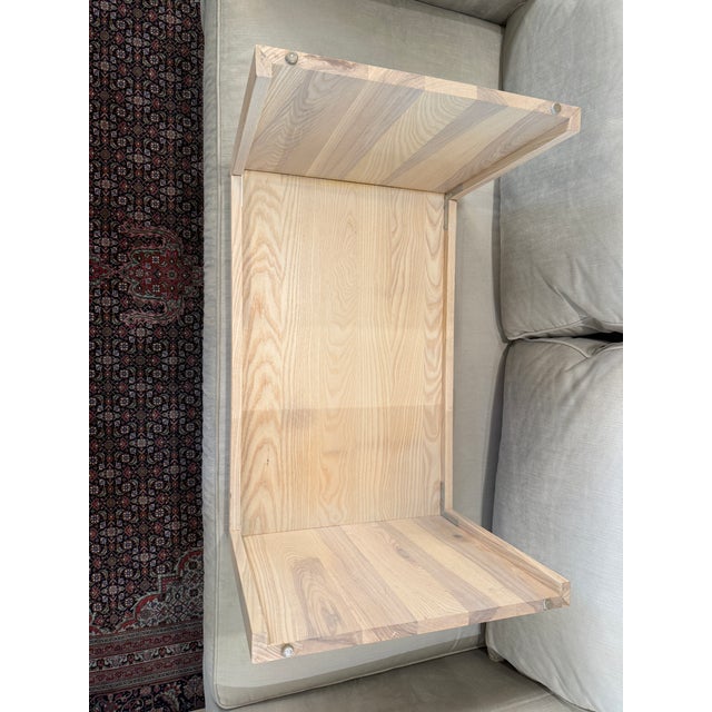 Organic Modern Bleached Oak Wood Side Table For Sale - Image 12 of 12