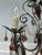 Vintage French Rococo Revival 6-Arm Wrought Iron Chandelier With Amber Glass Drops. For Sale In West Palm - Image 6 of 12