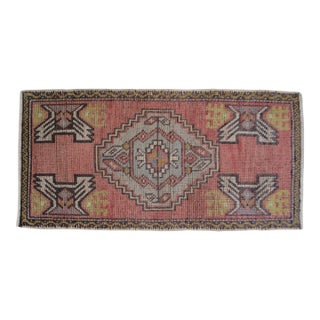 1970s Small Rug, Entryway Rug, Bath Mat, Kitchen Decor, Turkish Rug, Doormat 1'8" X 3'3" For Sale
