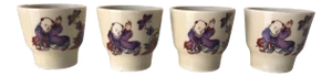 Vintage Japanese Ceramic Saki Cups S/4