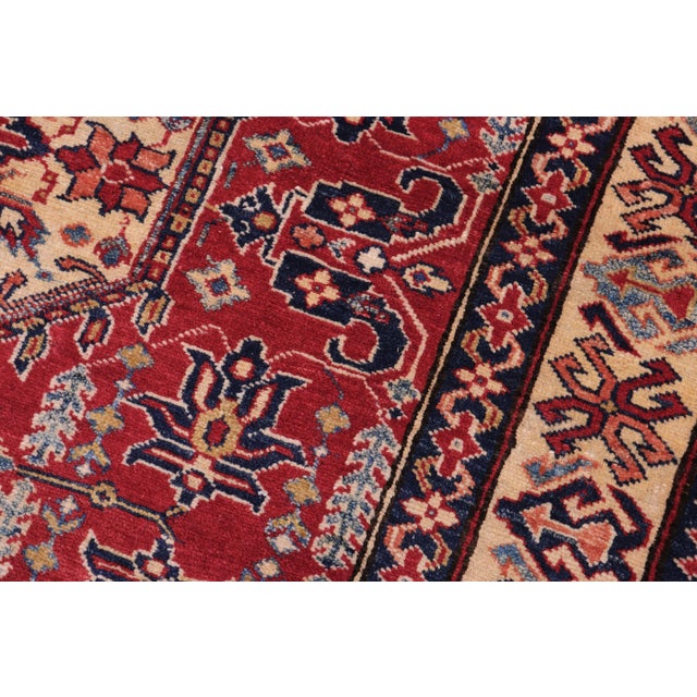 Southwestern Super Kazak Red/Tan Wool Rug - 4'3'' X 5'8'' For Sale In New York - Image 6 of 8
