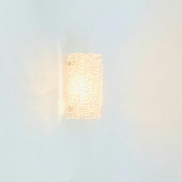 Glashütte Limburg 1960s Mid-Century Modern Murano Ice Glass Wall Lights/Sconces From Kaiser Leuchten - Set of 3 For Sale - Image 4 of 11