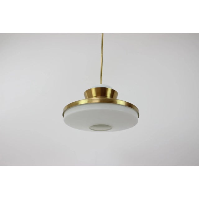 Mid-Century Brass and Glass Pendant by Valasske Mezirici, 1970s For Sale - Image 9 of 9