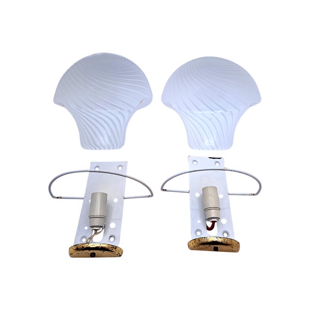 Mushroom-Shaped Murano Glass Wall Lamps from Manifattura Di Murano, 1970s, Set of 2 For Sale - Image 9 of 14