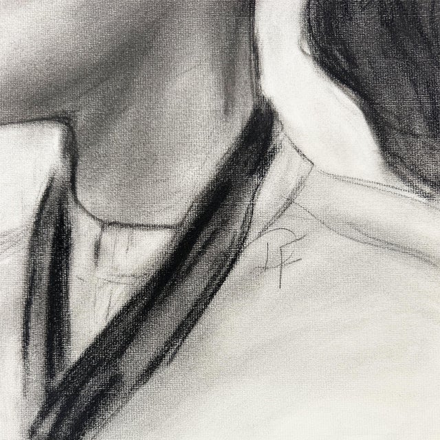 Vintage Charcoal Portrait Drawing of a Woman in Profile With Ponytail For Sale In Oklahoma City - Image 6 of 8