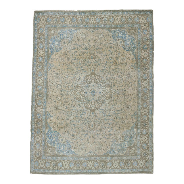 1960s Vintage Persian Handmade Wool Cotton Yellow Area Rug For Sale