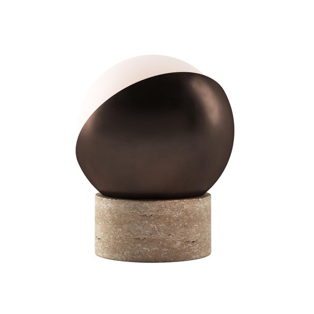 ORB Rechargeable Cordless LED Table Lamp, 3-Levels Brightness Touch Sensor Control, Travertine / Chocolate Bronze For Sale - Image 13 of 14