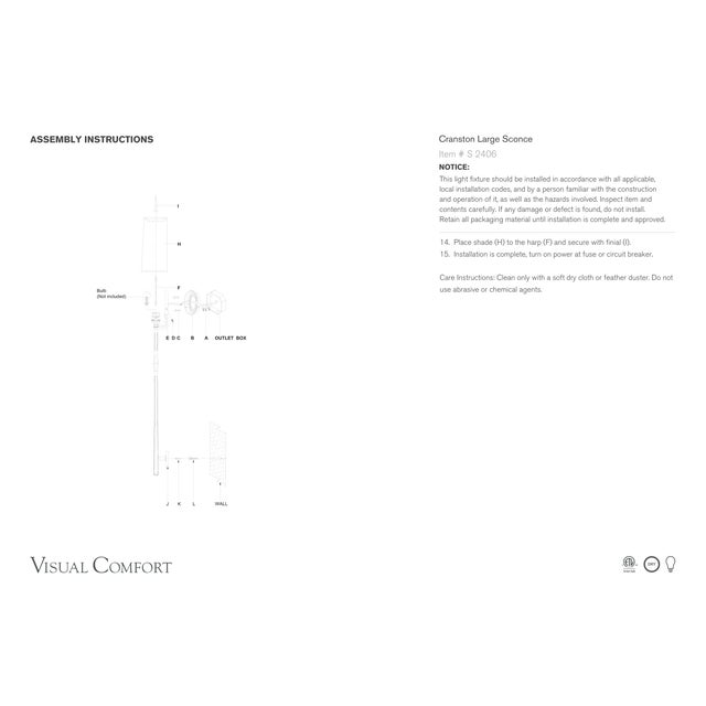 Visual Comfort Studio VC for Visual Comfort Signature Cranston Large Sconce in Aged Iron with Linen Shade For Sale - Image 4 of 4
