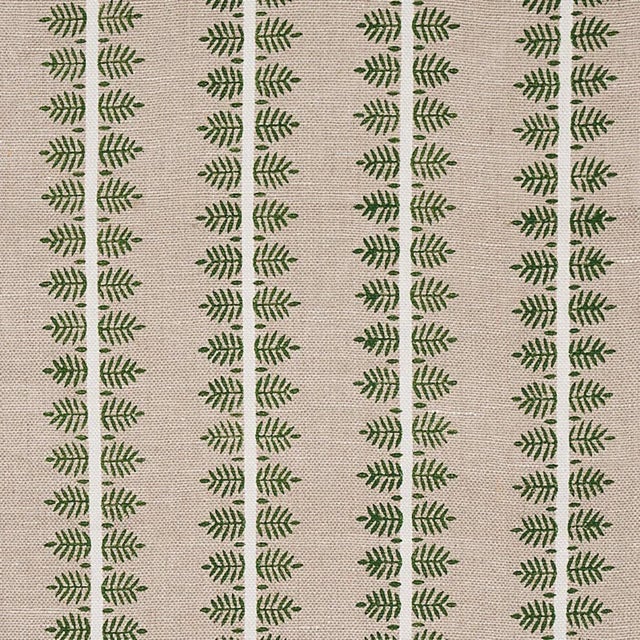 Sample - Schumacher Alva Hand Block Print Fabric in Green For Sale