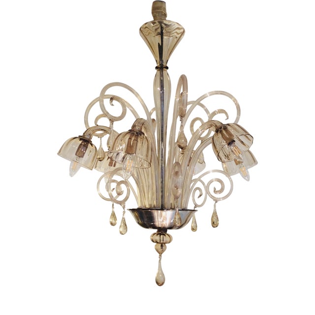 Murano Glass 6-Light Chandelier, 1930s For Sale