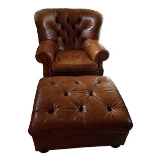 Ralph Lauren Iconic Writer’s Chair & Ottoman For Sale