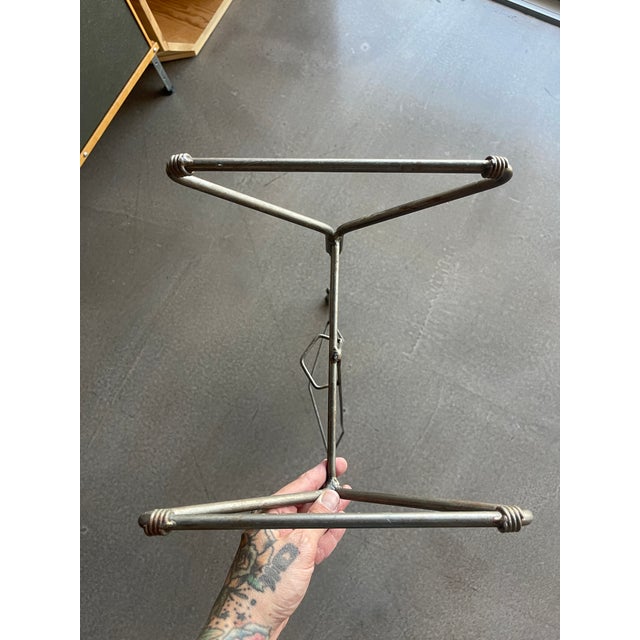 Silver Vintage French Machine Age Valet Metal Stand Ball Feet Atomic Design For Sale - Image 8 of 9