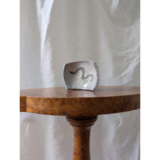 Vintage Japandi Monochrome Raku Ceramic Trinket Dish, 1980s For Sale - Image 10 of 11