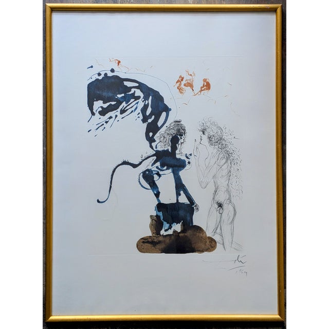 Salvador dali - oedipus & the sphinx, 1964 - hand-signed and dated engraving with drypoint in colors from the mythology...