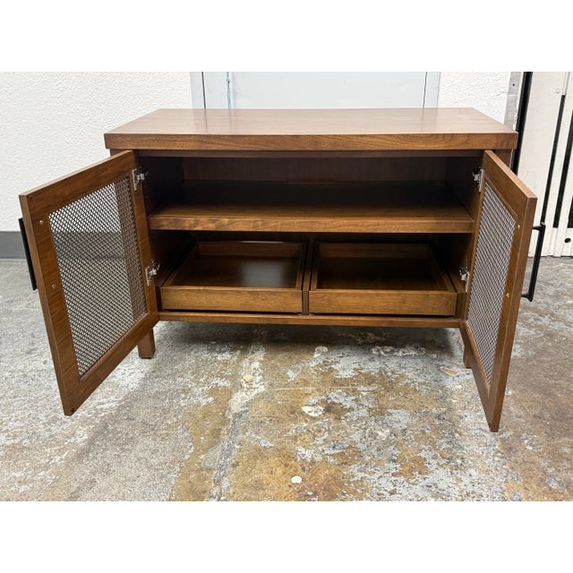 Bespoke Metal Mesh + Walnut Media Cabinet For Sale - Image 4 of 12