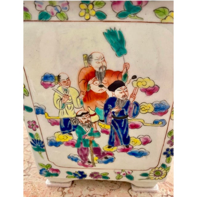 Ceramic Vintage Hand-Painted Chinese Planter For Sale - Image 7 of 12
