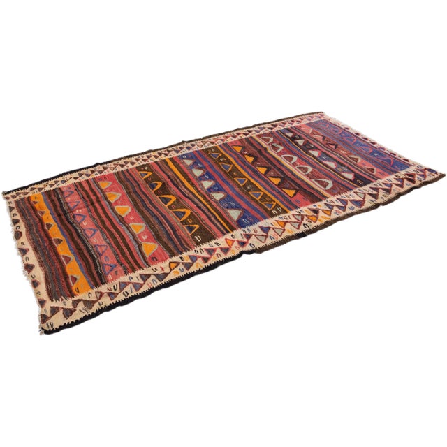 Mid-20th Century Turkish Kilim Multicolor Handmade Tribal Wool Rug For Sale - Image 9 of 10