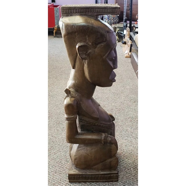 1974 Seated Male Wood Carving by Kimpembe Pierre For Sale - Image 4 of 6