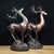 Solid Copper Pair of Lucky Wealth Deer (Zhaocai Lu) - Heavy Bronze Deer Figurines With Antlers For Sale In Los Angeles - Image 6 of 9