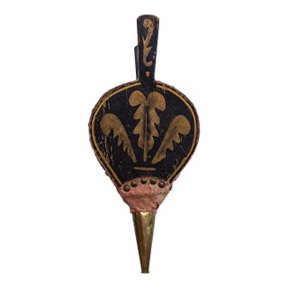 19th Century American Federal Painted Fireplace Bellows With Bronze Foliage For Sale