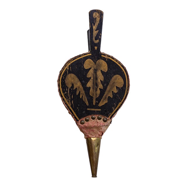 19th Century American Federal Painted Fireplace Bellows With Bronze Foliage For Sale