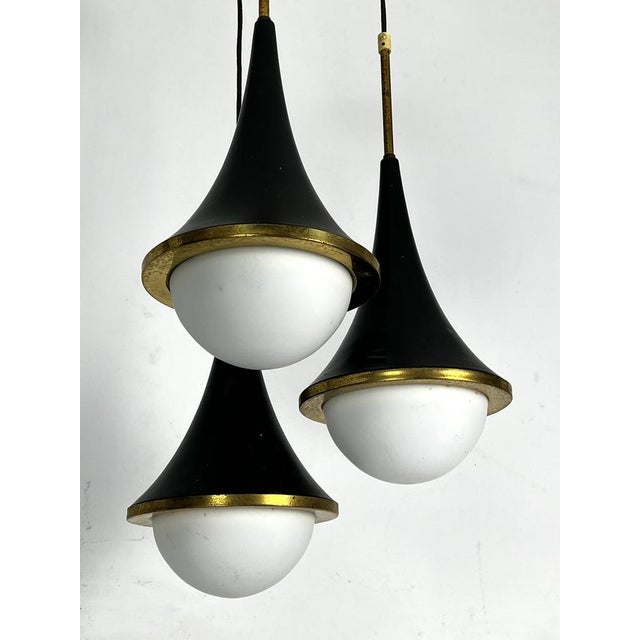 Mis-Century Stilnovo Pendant with Three Lights from Sciolari, Italy, 1950s For Sale - Image 4 of 15
