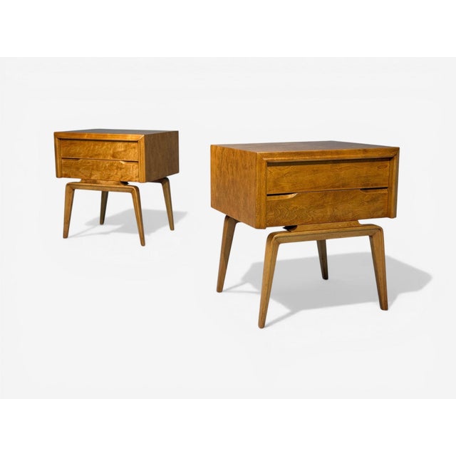 Edmond J Spence, Nightstands, Burled Maple, Bentwood, Sweden, 1960s For Sale In New York - Image 6 of 10