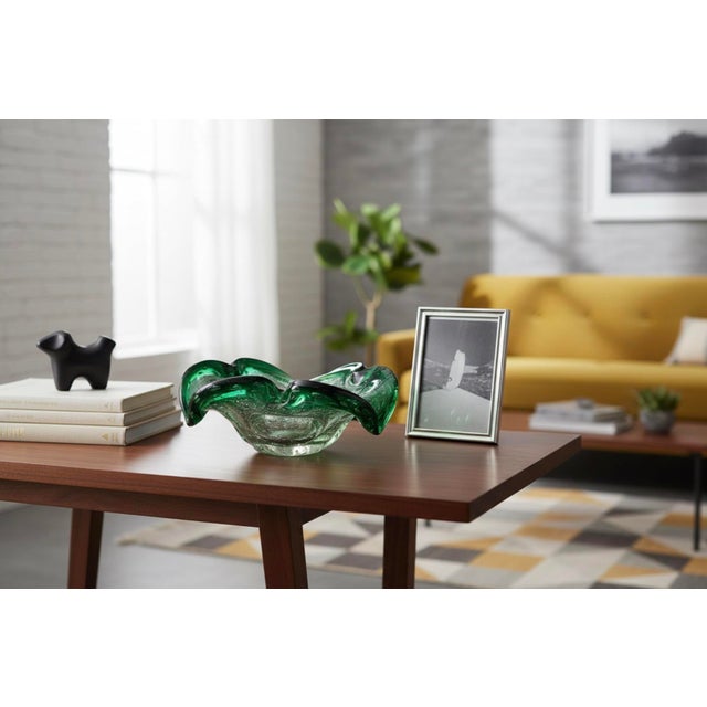 Mid-Century Murano Emerald & Gold Aventurine Bullicante Glass Bowl For Sale - Image 10 of 10