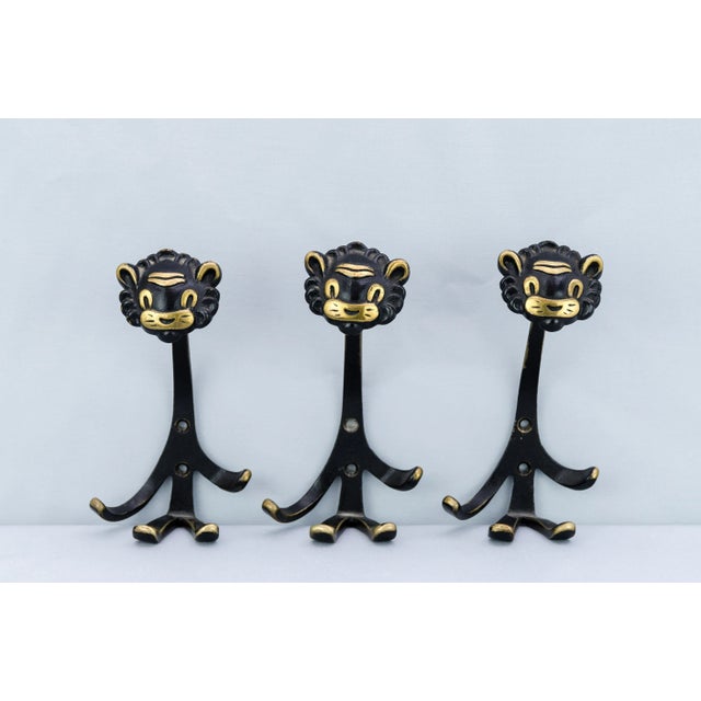 Brass Lion Wall Hook by Walter Bosse for Hertha Baller, 1950s For Sale - Image 6 of 8