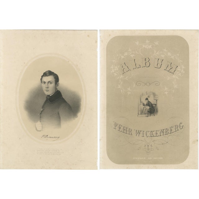 Pehr Wickenberg, Swedish Romantic Painter Portrait, 1850, Lithograph For Sale