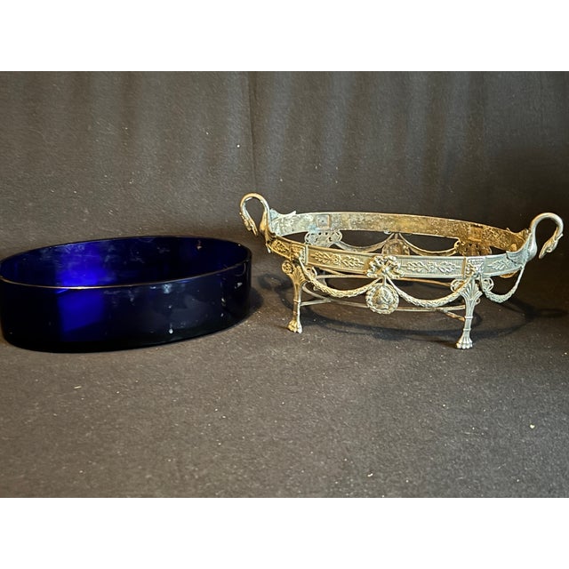19thC European Louis XVI Silver Blue Jardiniere Bowl For Sale - Image 11 of 18