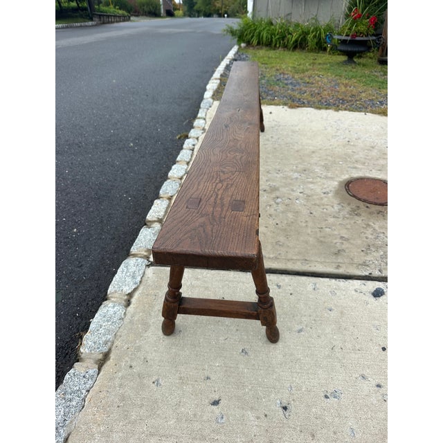 Wood Hand Crafted Rustic Wooden Antique Benches -a Pair For Sale - Image 7 of 14