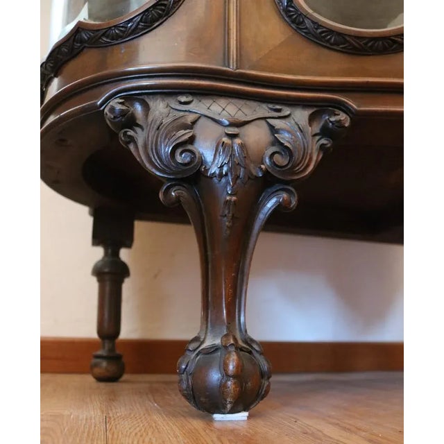 Wood Chippedale Style Walnut Showcase, 1940s For Sale - Image 7 of 10