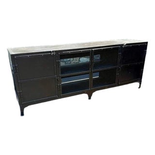 Restoration Hardware Industrial Metal Media Console For Sale