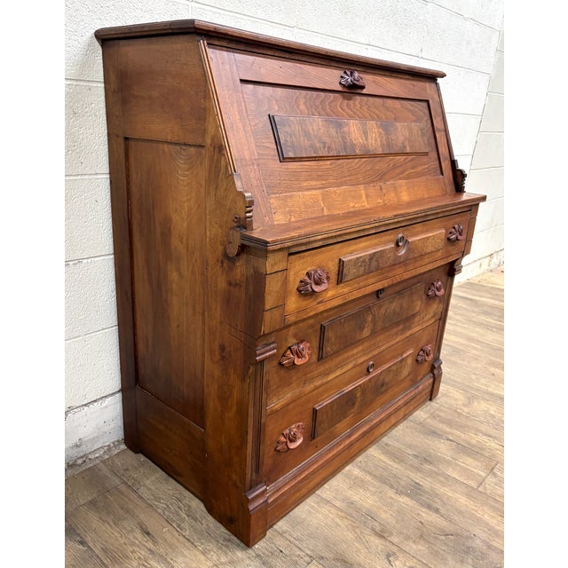Antique Victorian Eastlake Secretary Desk Chest of Drawers For Sale - Image 4 of 17