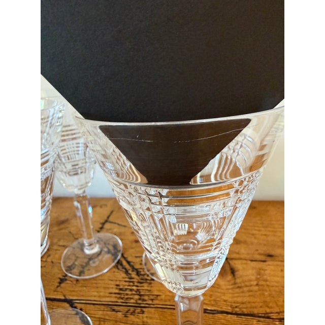 Late 20th Century Ralph Lauren Glen Plaid Crystal White Wine Glasses - Set of 6 For Sale In Portland, OR - Image 6 of 7