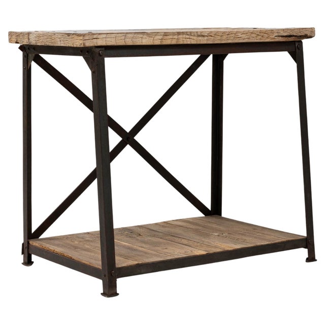 20th Century French Industrial Wooden Table On Metal Base For Sale - Image 15 of 18