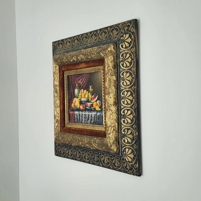 Early 20th Century Original Artist Signed Johan Karoly Reinprecht Ornate Gold Framed Still Life Oil Painting For Sale - Image 11 of 18