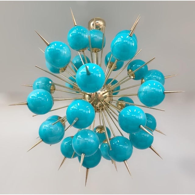 Fabio Ltd 21st Century Tiffany Blue Murano Pinocchio Chandelier by Fabio LTD For Sale - Image 4 of 7