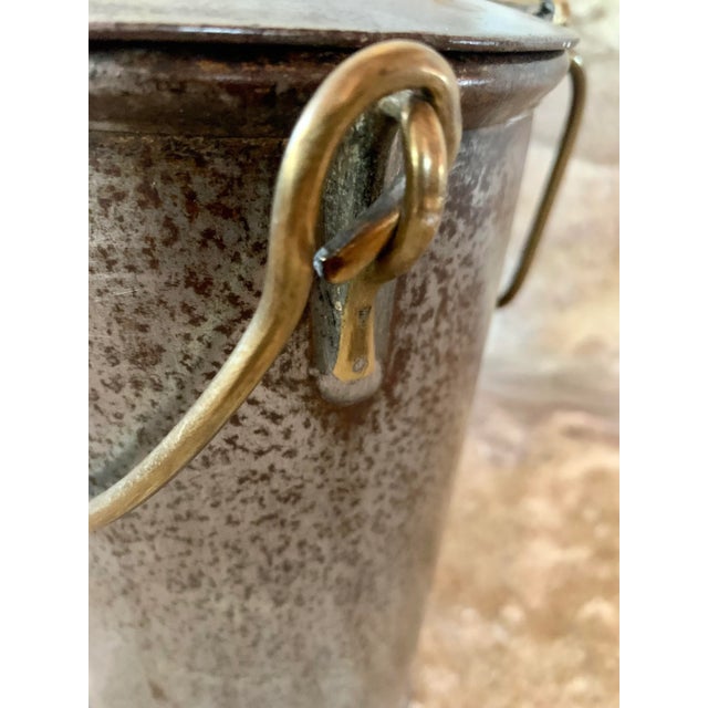 1880's Original Antique English Steel & Brass Dairy Pail, 'Abbott Bros. Pure Milk' Embossed on the Lid For Sale In San Antonio - Image 6 of 12