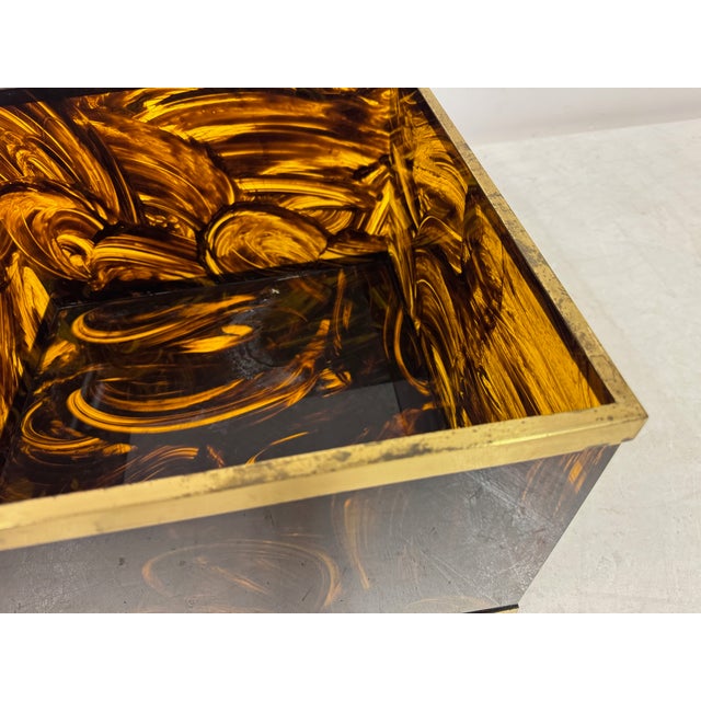 Large Tortoiseshell Effect Acrylic Glass Planter, 1970s For Sale - Image 10 of 11
