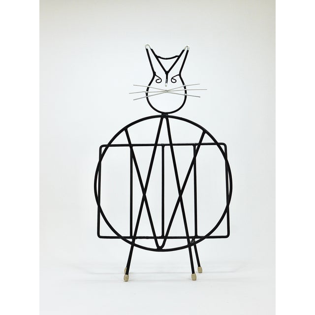 Metal Mid-Century Cat Shaped Magazine Stand in Iron, Italy, 1950s For Sale - Image 7 of 18