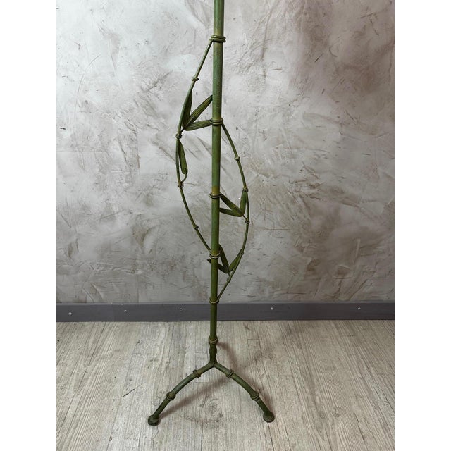 Forest Green Vintage Bamboo Lantern, 1950s For Sale - Image 8 of 11