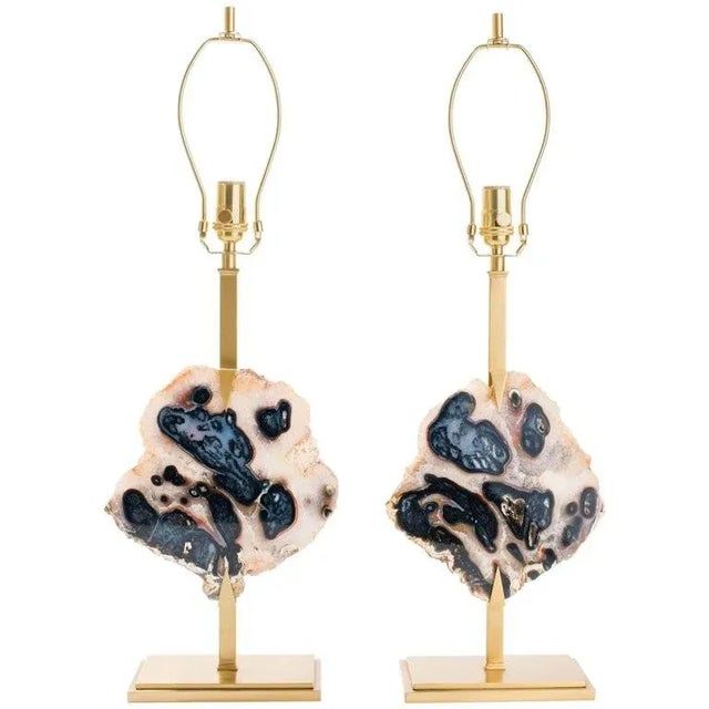 Custom Made Agate Table Lamps - One of a Kind - A Pair For Sale - Image 10 of 10