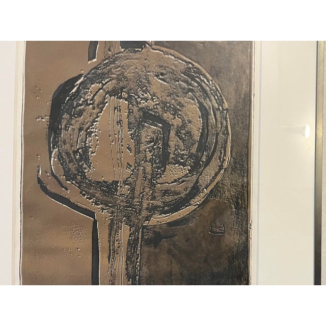 Nice Limited Edition Signed P Eisenberg Silkscreen to F an Abstract Form in Dramatic Black & Brown For Sale In New York - Image 6 of 10
