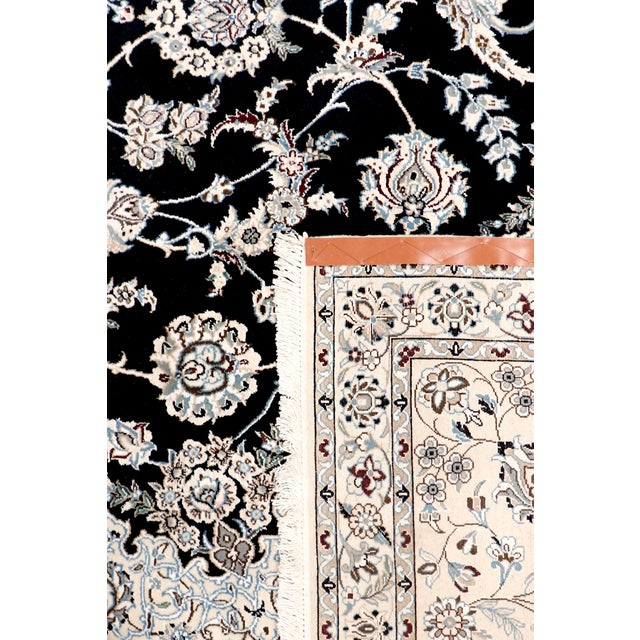 Persian Nain Silk & Wool Navy Area Rug- 9'10" X 13'10" For Sale - Image 4 of 6