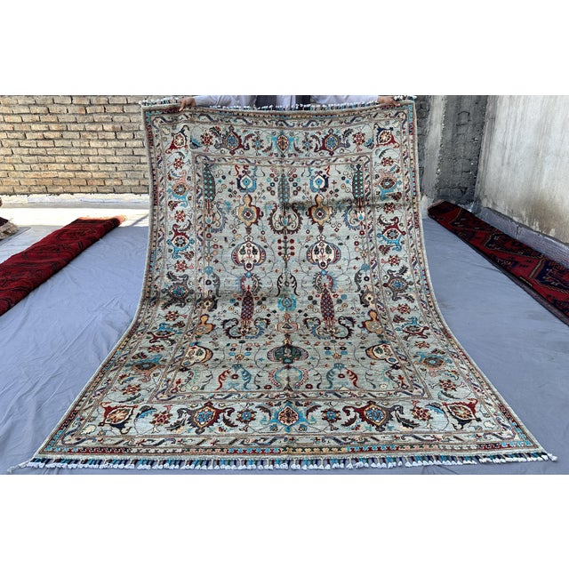 Traditional Sage Green Sultanabad Hand-Knotted Wool Rug - 6x8 For Sale - Image 3 of 13