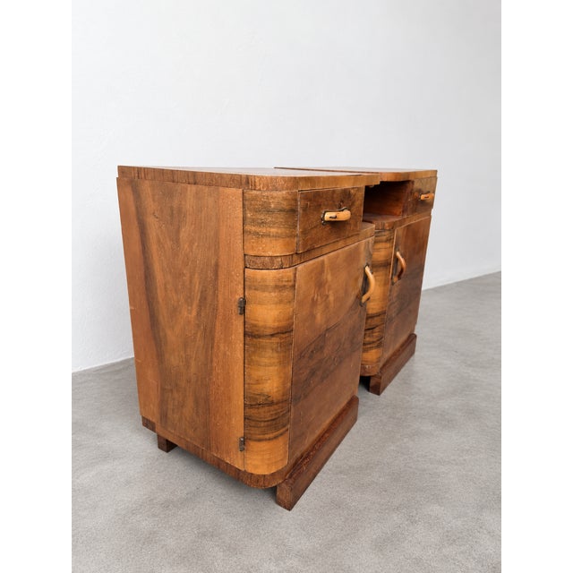 Brown Art Deco Burl Bedside Tables, 1930, Set of 2 For Sale - Image 8 of 10
